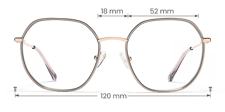 Violet rose gold   Metal  Eyeglasses, size view