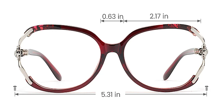Dor red   Plastic  Eyeglasses, size view