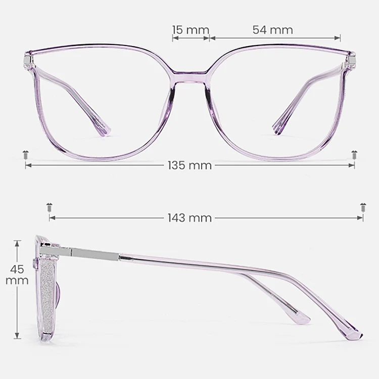 Aysun lavender   Plastic  Eyeglasses, size view