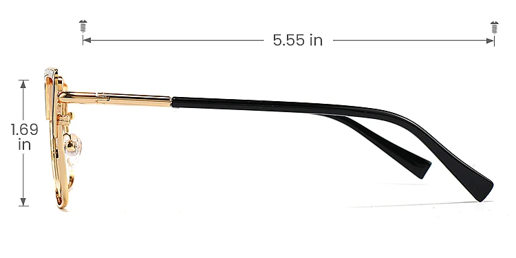 Harlee black gold   Metal  Eyeglasses, size view
