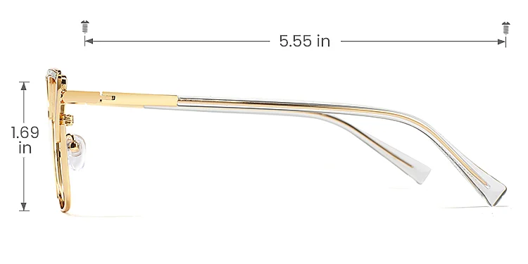 Harlee gold   Metal  Eyeglasses, size view