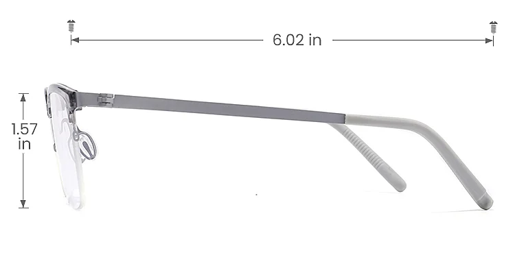 Hatem grey silver   Plastic  Eyeglasses, size view