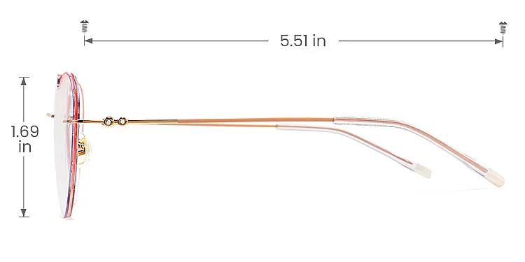 Pink Heart gradient pink   Titanium  Eyeglasses, size view