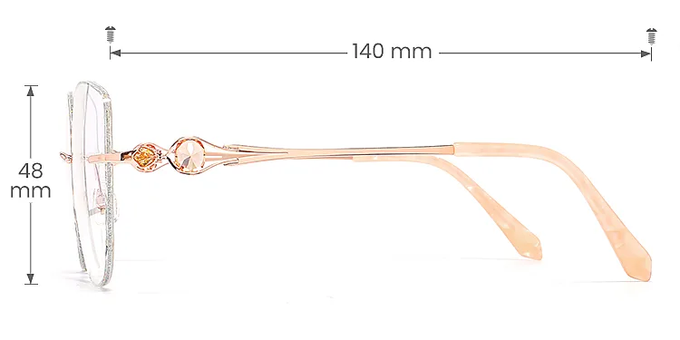Topaz rose gold silver   Metal  Eyeglasses, size view