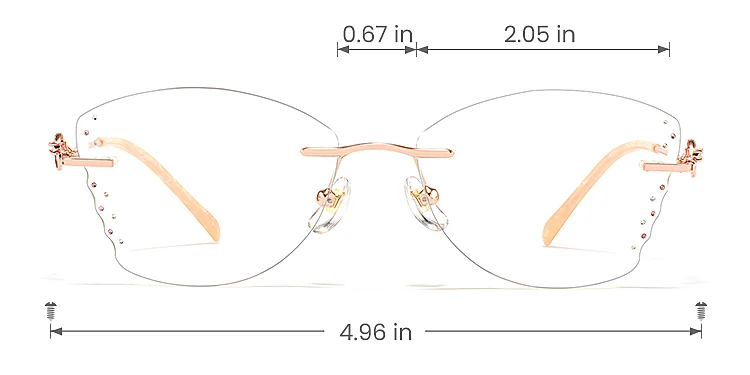 Clear Butterfly rose gold   Metal  Eyeglasses, size view