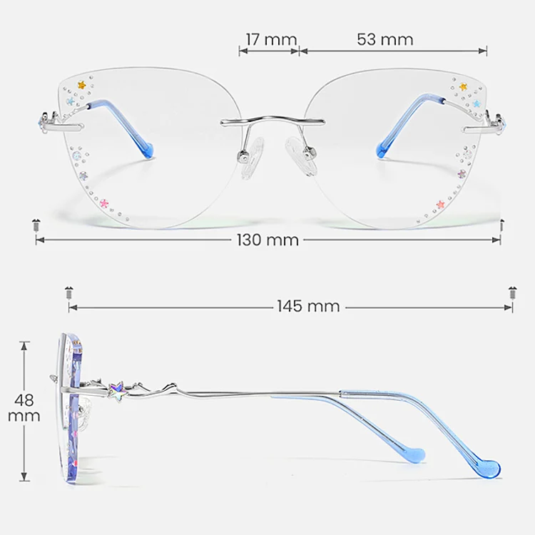 Twinkling Star silver   Metal  Eyeglasses, size view