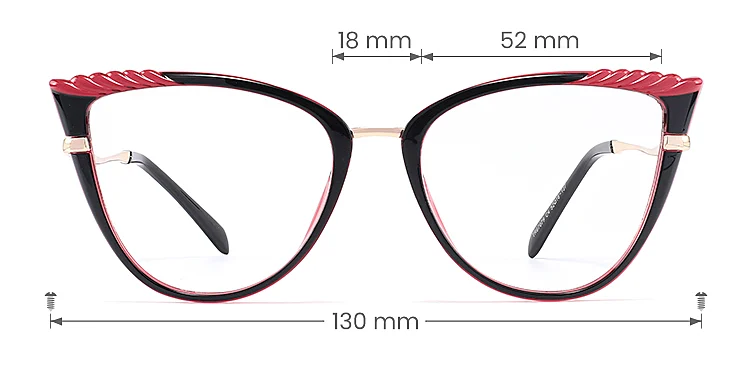 Jovi black red   Plastic  Eyeglasses, size view
