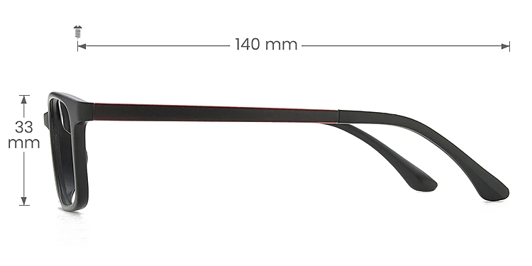 Avery black red   TR90  Eyeglasses, size view