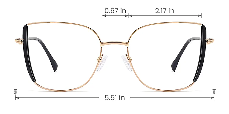 Skylar black   Metal  Eyeglasses, size view