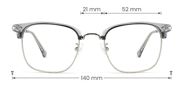 Emeka grey silver   Metal  Eyeglasses, size view