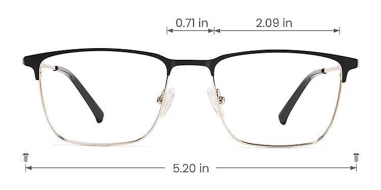 Vito black gold   Metal  Eyeglasses, size view