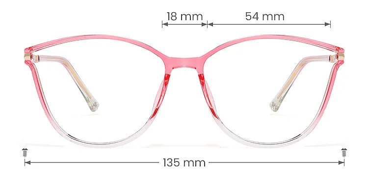 Darleen pink clear   Plastic  Eyeglasses, size view