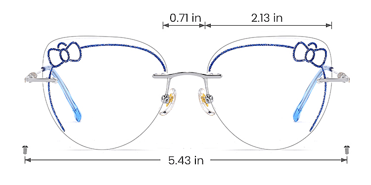 Kitty blue   Metal  Eyeglasses, size view
