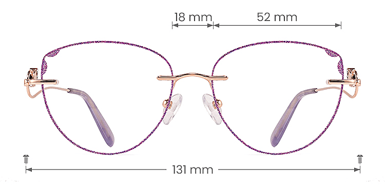 Maeve rose gold purple   Metal  Eyeglasses, size view