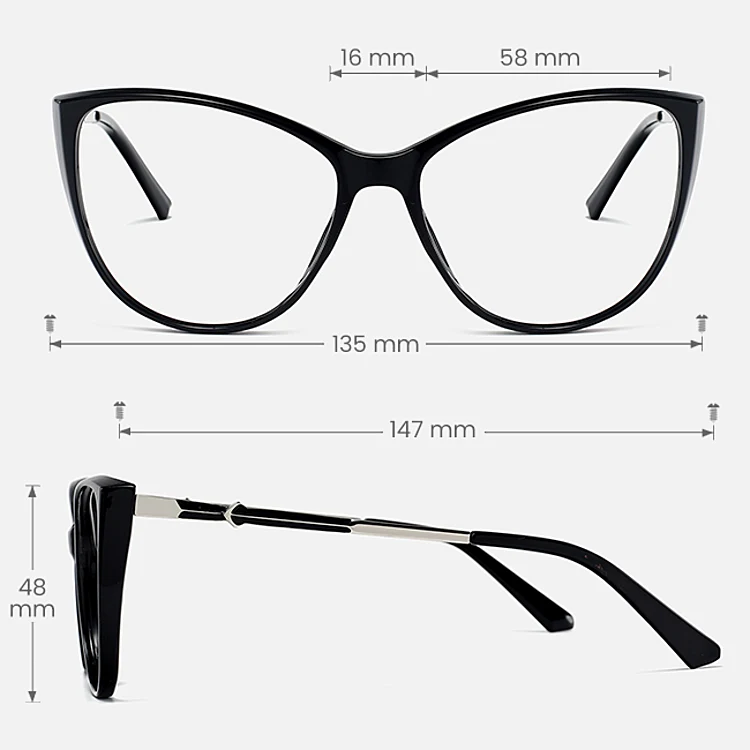 Neale black   Plastic  Eyeglasses, size view