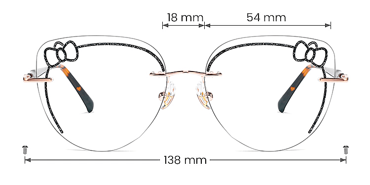 Kitty black warm tortoise   Metal  Eyeglasses, size view