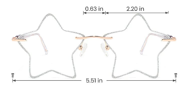 5 Stars silver   Metal  Eyeglasses, size view