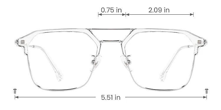 Calvin clear silver   Metal  Eyeglasses, size view