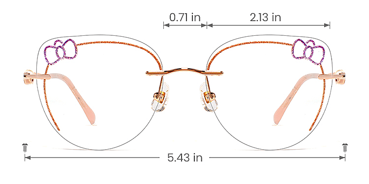 Kitty purple rose gold   Metal  Eyeglasses, size view