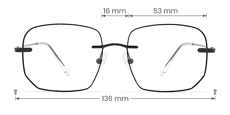 Jayden black   Metal  Eyeglasses, size view