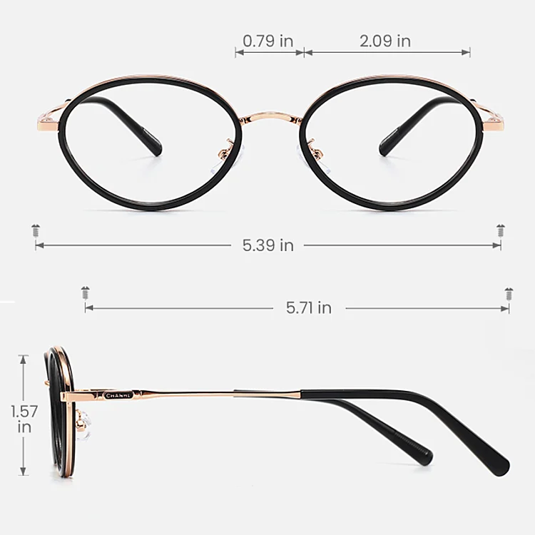 Cliff black rose gold   Metal  Eyeglasses, size view