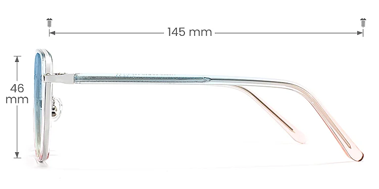 Jolin clear blue champagne   Metal  Sunglasses, size view