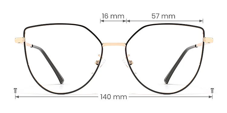 Denise black   Metal  Eyeglasses, size view