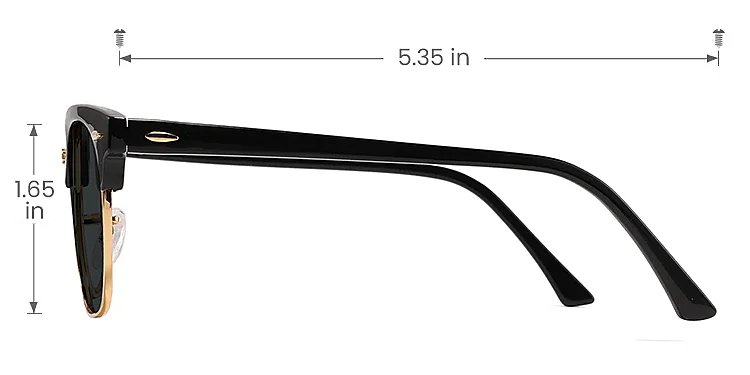 Forest black gold   Metal  Sunglasses, size view