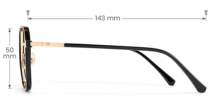 Diana black   Plastic  Eyeglasses, size view