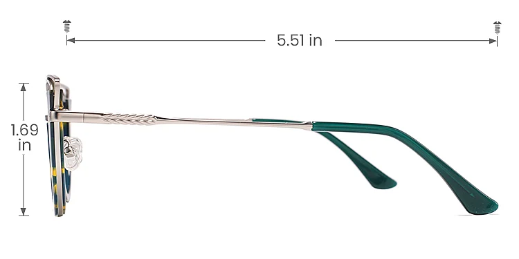Kylee silver green floral   Metal  Eyeglasses, size view