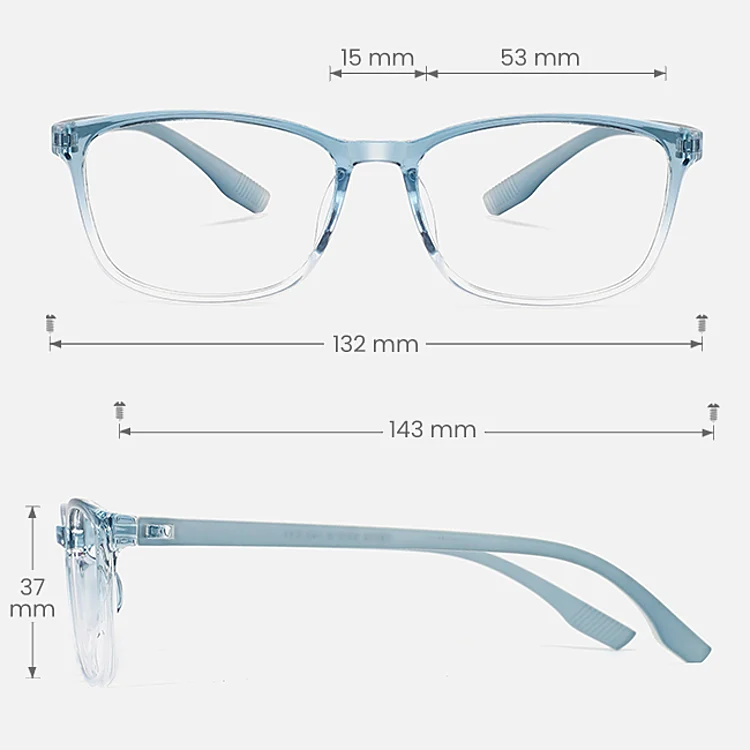 Leigh blue clear   Plastic  Eyeglasses, size view