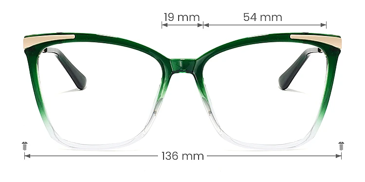 Aileen dark green clear   Plastic  Eyeglasses, size view