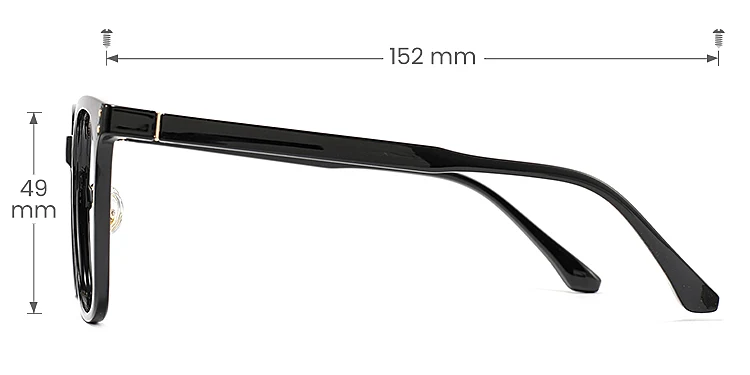 Fidelia black   Plastic  Eyeglasses, size view