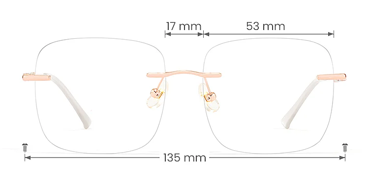 Pure rose gold   Metal  Eyeglasses, size view