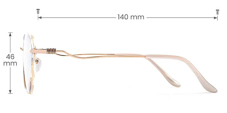 Coral gold   Metal  Eyeglasses, size view