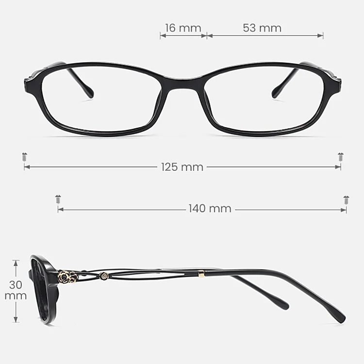 Rosiel black   Plastic  Eyeglasses, size view