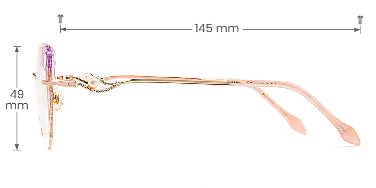Kitty purple rose gold   Metal  Eyeglasses, size view