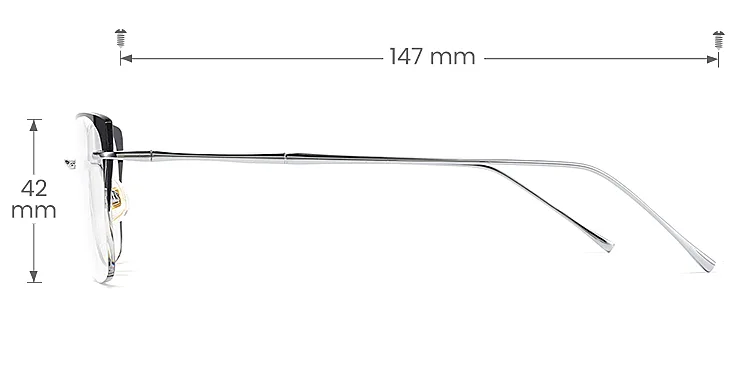 Harley silver   Metal  Eyeglasses, size view