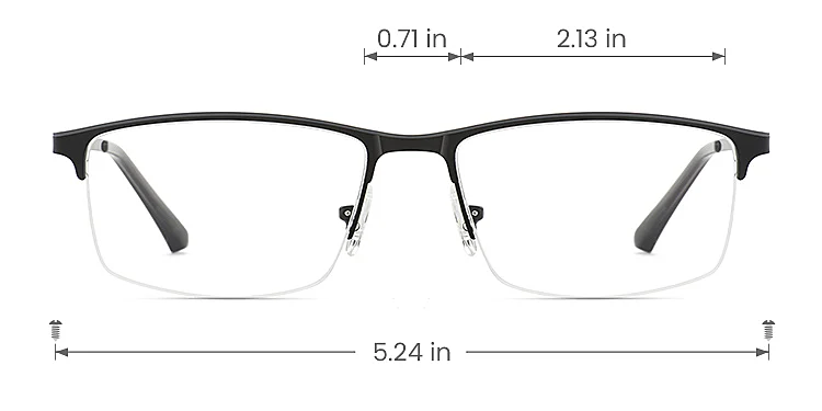 Gary black grey   Metal  Eyeglasses, size view