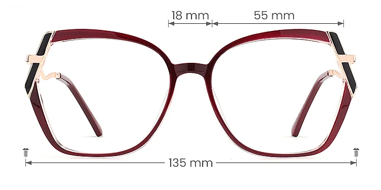 Meral burgundy   TR90  Eyeglasses, size view