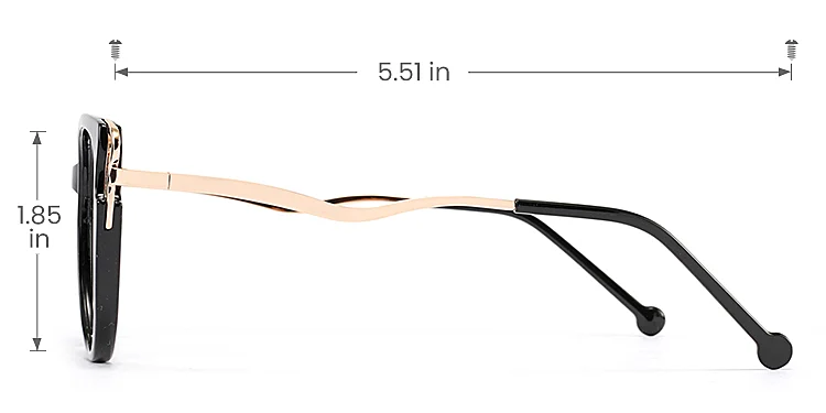Trista black   TR90  Eyeglasses, size view