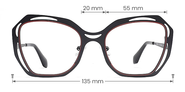Emilee black brown   Metal  Eyeglasses, size view