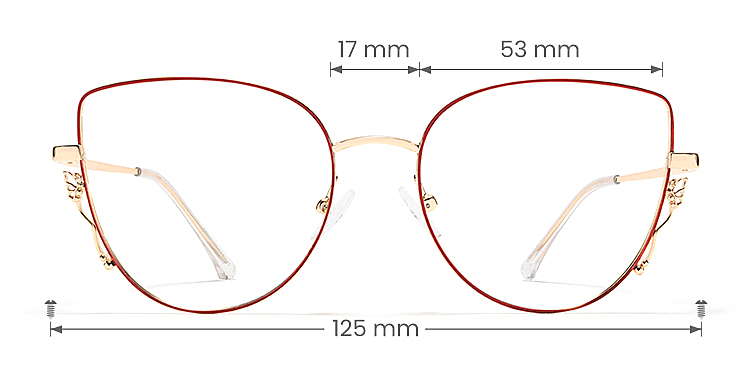 Hailey red   Metal  Eyeglasses, size view