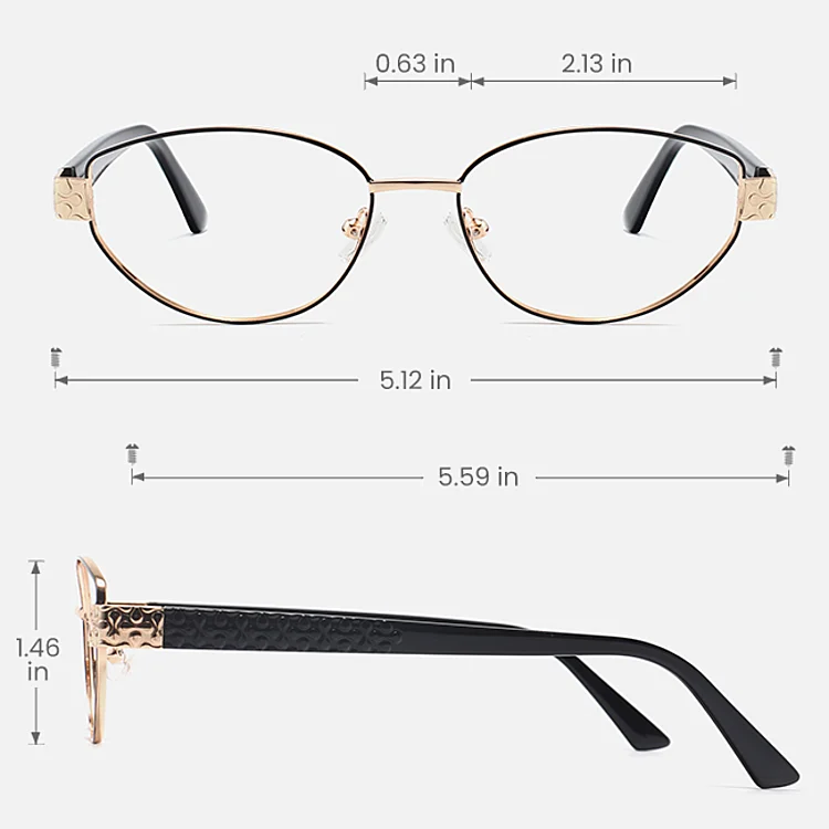 Elodie black gold   Metal  Eyeglasses, size view