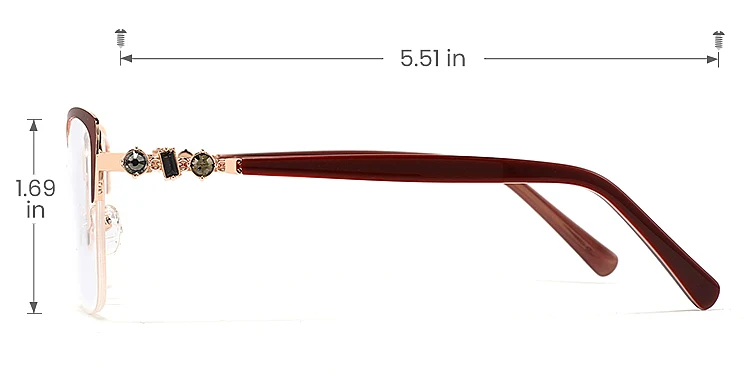 Ramona red   Metal  Eyeglasses, size view