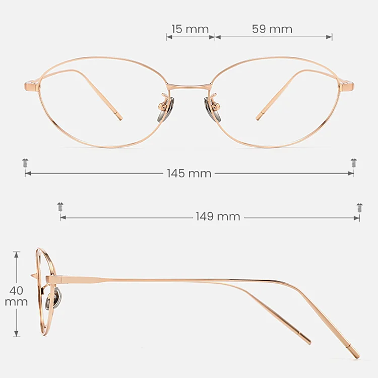 Hawk rose gold   Titanium  Eyeglasses, size view