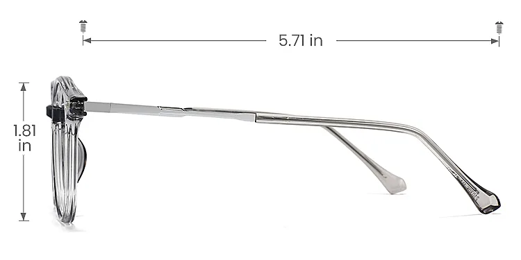 Wanda grey   Plastic  Eyeglasses, size view