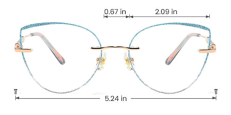 Glamour gradient blue   Metal  Eyeglasses, size view