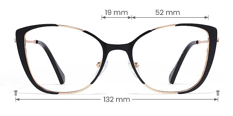 Rian black gold   Metal  Eyeglasses, size view