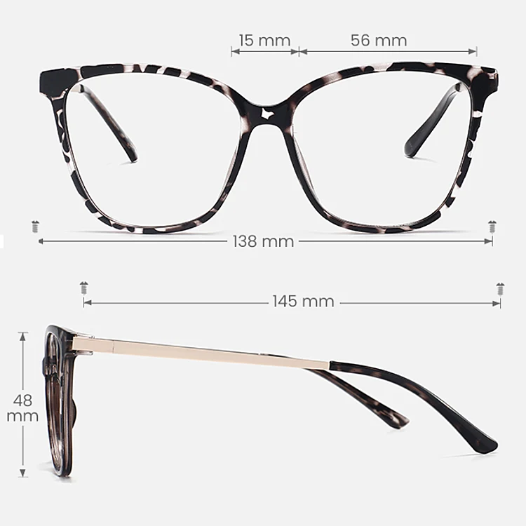 Caspian black tortoise   Plastic  Eyeglasses, size view